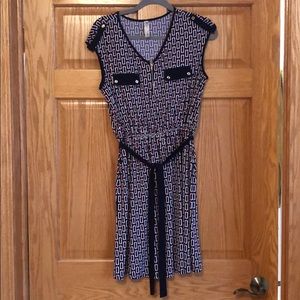 Navy Blue Geometric Dress